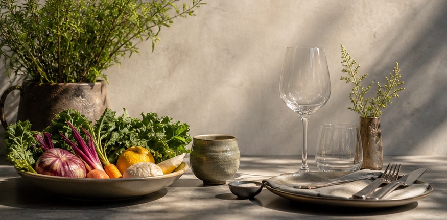Fresh ingredients and handcrafted tableware
