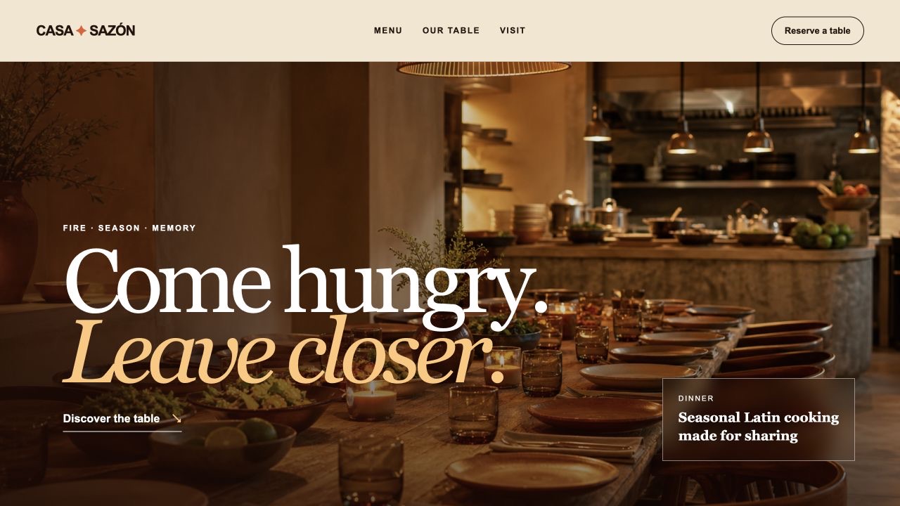 Warm candlelit table with contemporary Latin dishes in an intimate restaurant