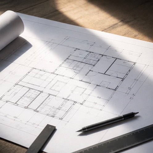Premium construction materials arranged with precision