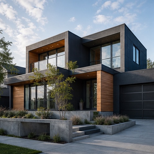 Architectural plan and material samples